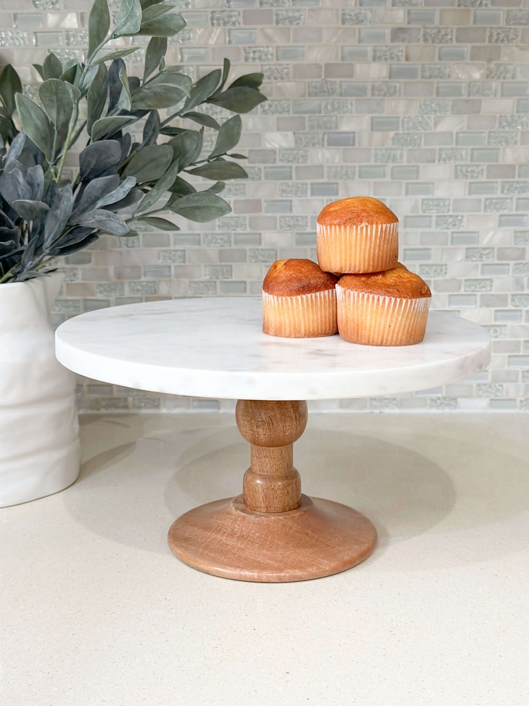 Cake stand de marmol y madera
