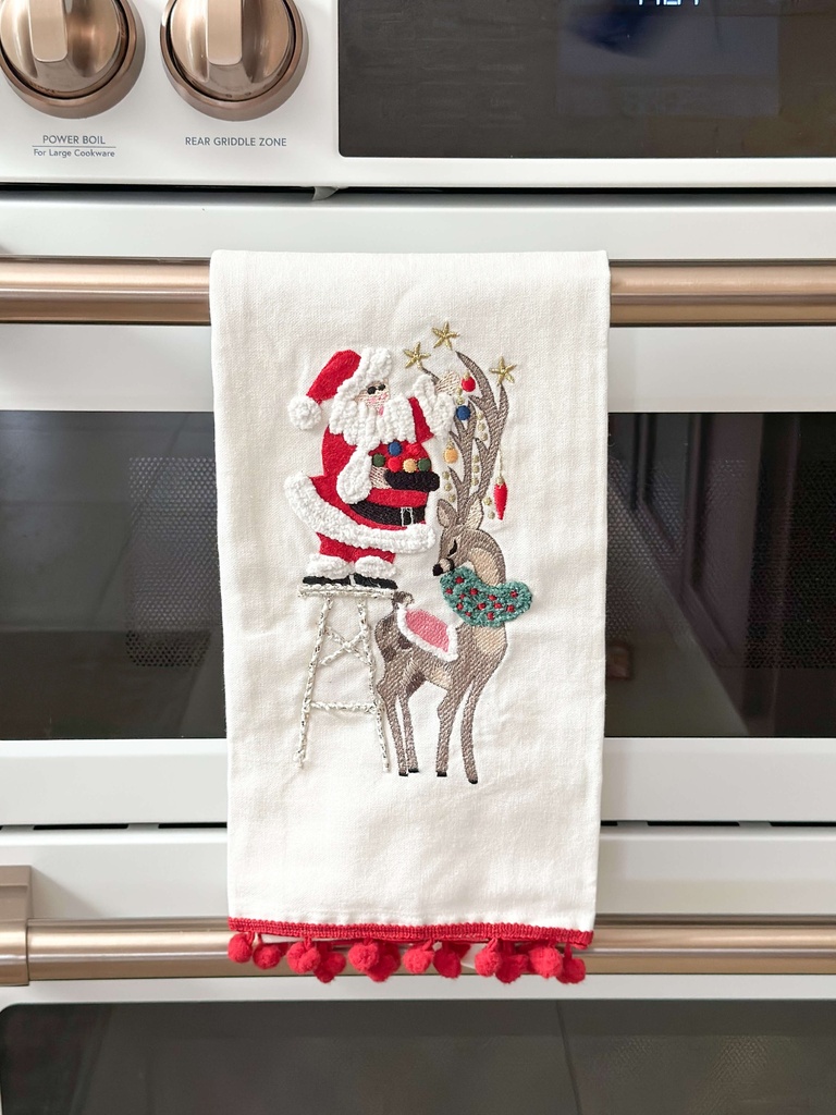 Toalla de santa con mini pom pom
