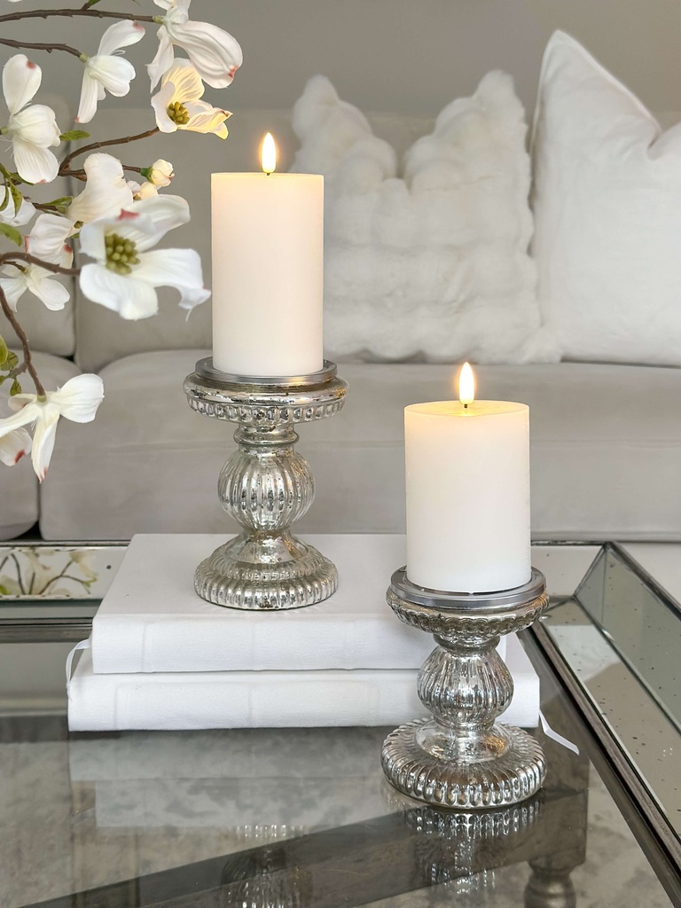 Set de 2 candelabros pequeños de mercury glass