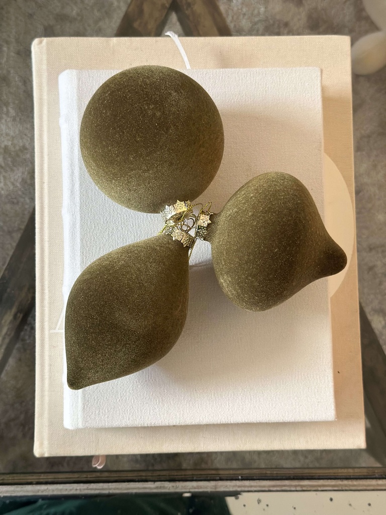 Set de 3 ornamentos velvet verdes