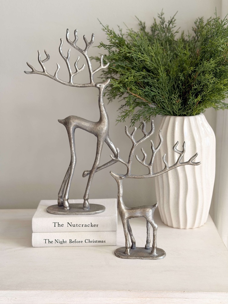 Set de 2 venados plateados cepillados