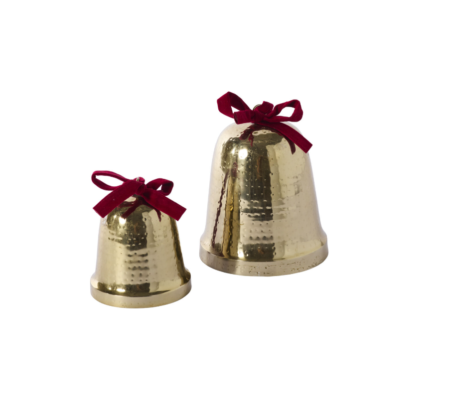 Campana Martillada Antique con cinta velvet (2 Tamaños)
