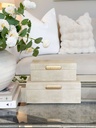 Set de 2 cajitas crema con dorado