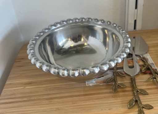 [11295] Beaded bowl plateado