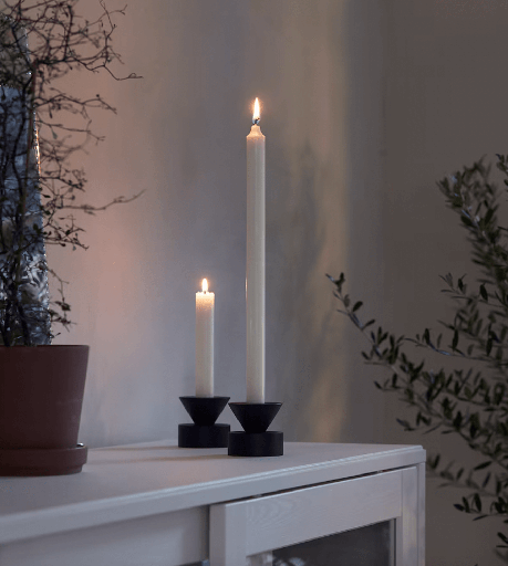 Candela conica de cera blanca (Dos tamaños)