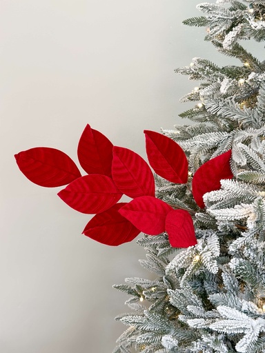 [83210] Rama Hoja de Magnolia Roja Velvet