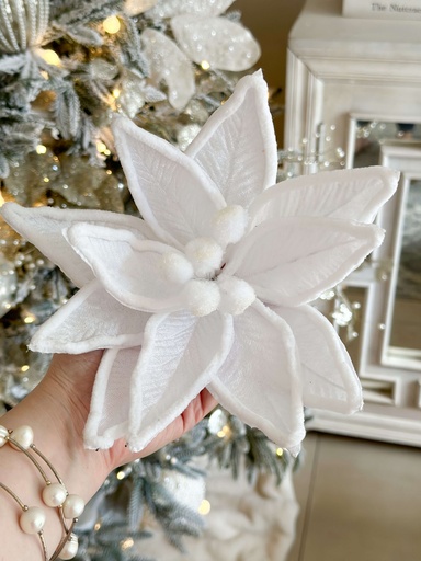 [55280A-WH] Rama de Pascua Velvet Blanca