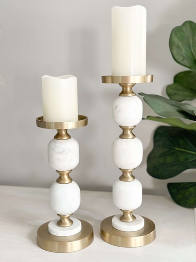 [85574 y 85575] Set de 2 candelabros de marmol y metal