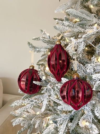 [94669] Set de 3 ornamentos rojo quemado