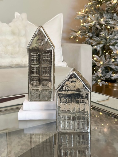Casas plateadas de mercury glass (2 tamaños)