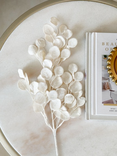 [2826081WH] Rama de eucalipto blanco escarchado