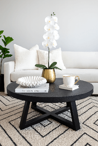 [83775] Mesa de centro redonda negra