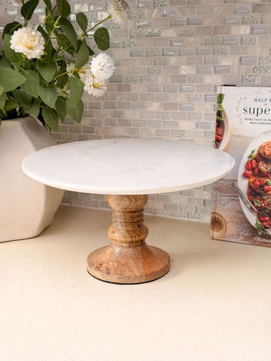 [82504] Cake stand de marmol y madera