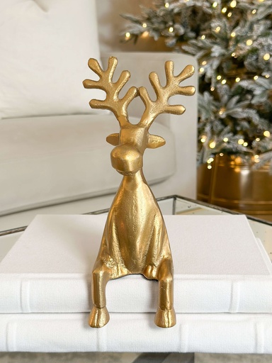 [PDDE2404] Venado de metal dorado sentado