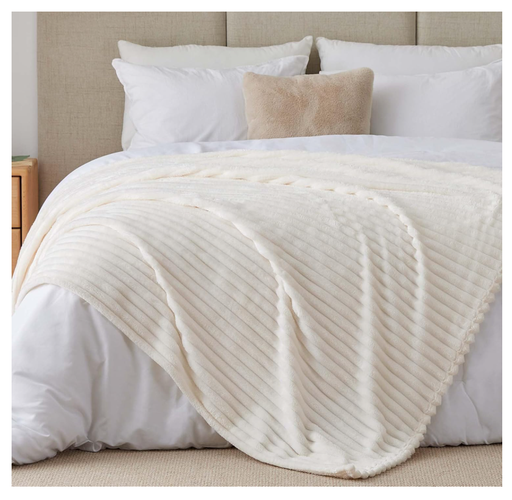 Throw / frazada blanca faux fur lineas