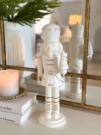 [55986A-WH] Nutcracker blanco con detalles dorados